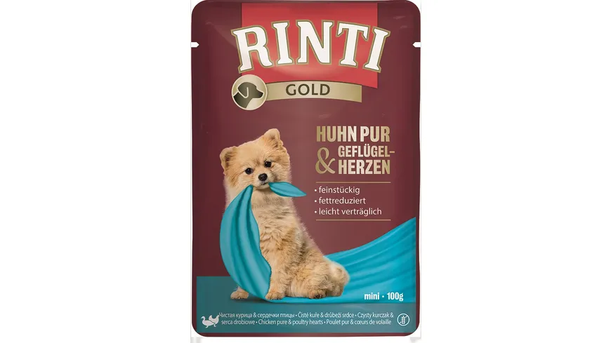 RINTI Hundenassfutter Gold Huhn Pur & Geflügelherzen 100 g