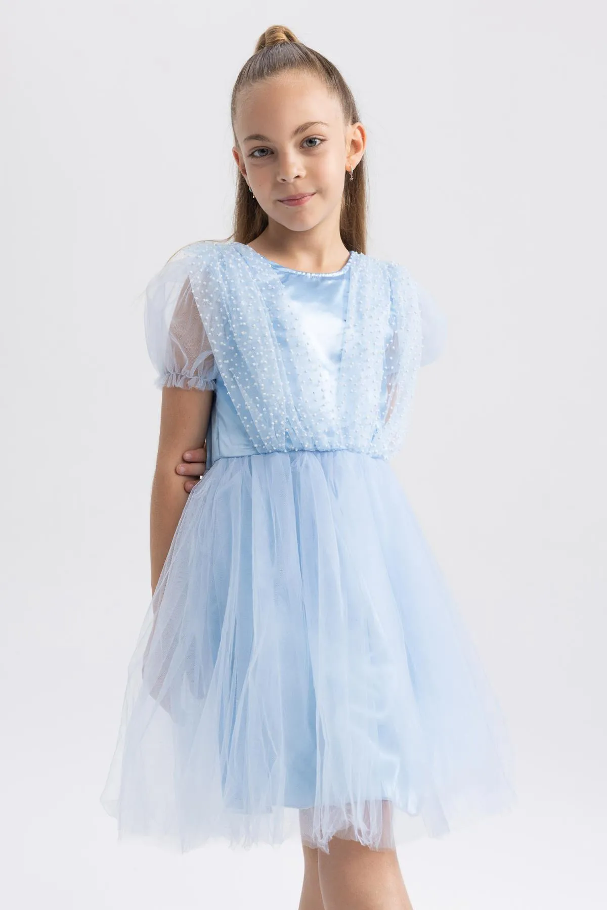 DeFacto  Mädchen Rundhals Kurzarm Tüllkleid Y7210a622sm