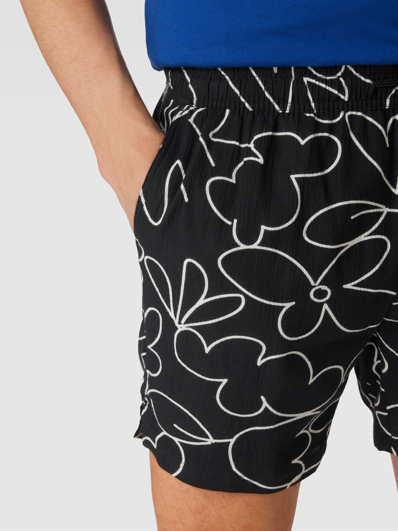 Shorts mit Allover-Muster Modell 'Howard' in schwarz