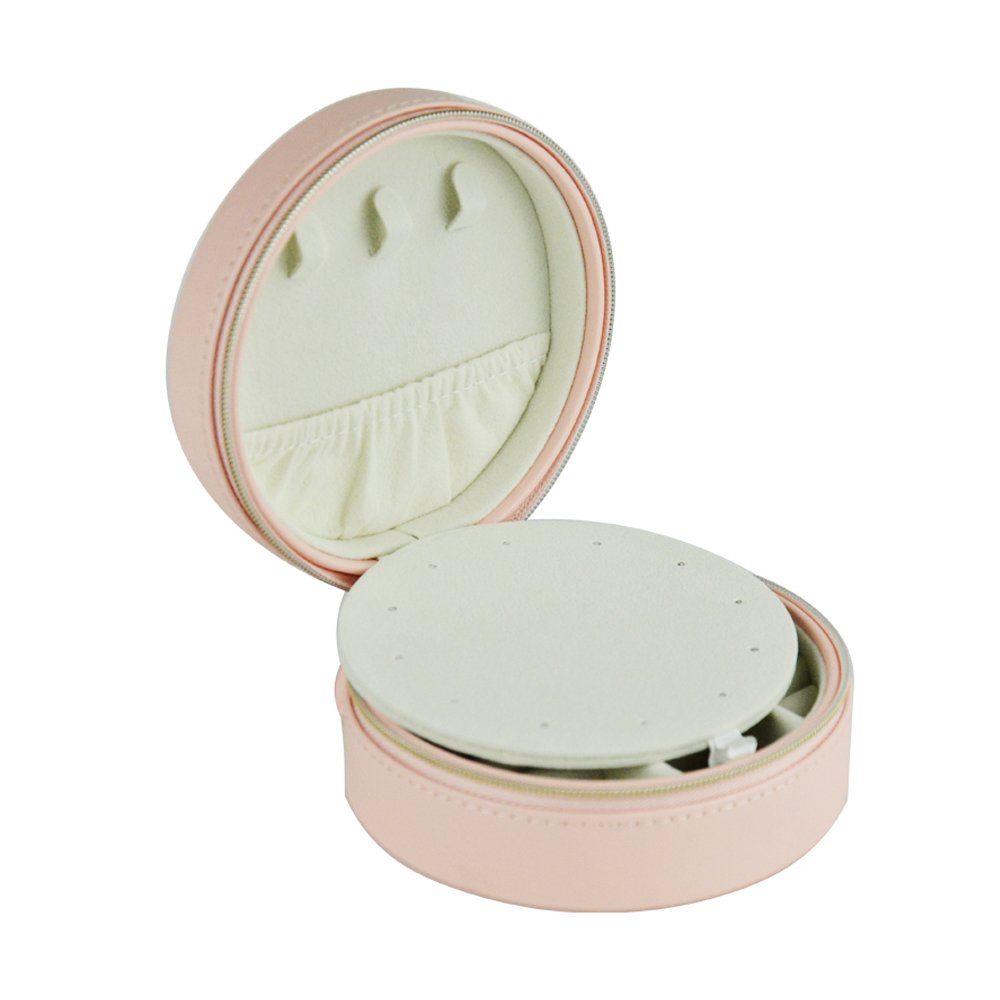 AdelDream Schmuckkasten YY-J04, Schmuckorganizer für Ringe, Ohrringe, Halsketten, Armbänder, Leder-Schmuck-Geschenkbox mit Spiegel für Mädchen und Frauen