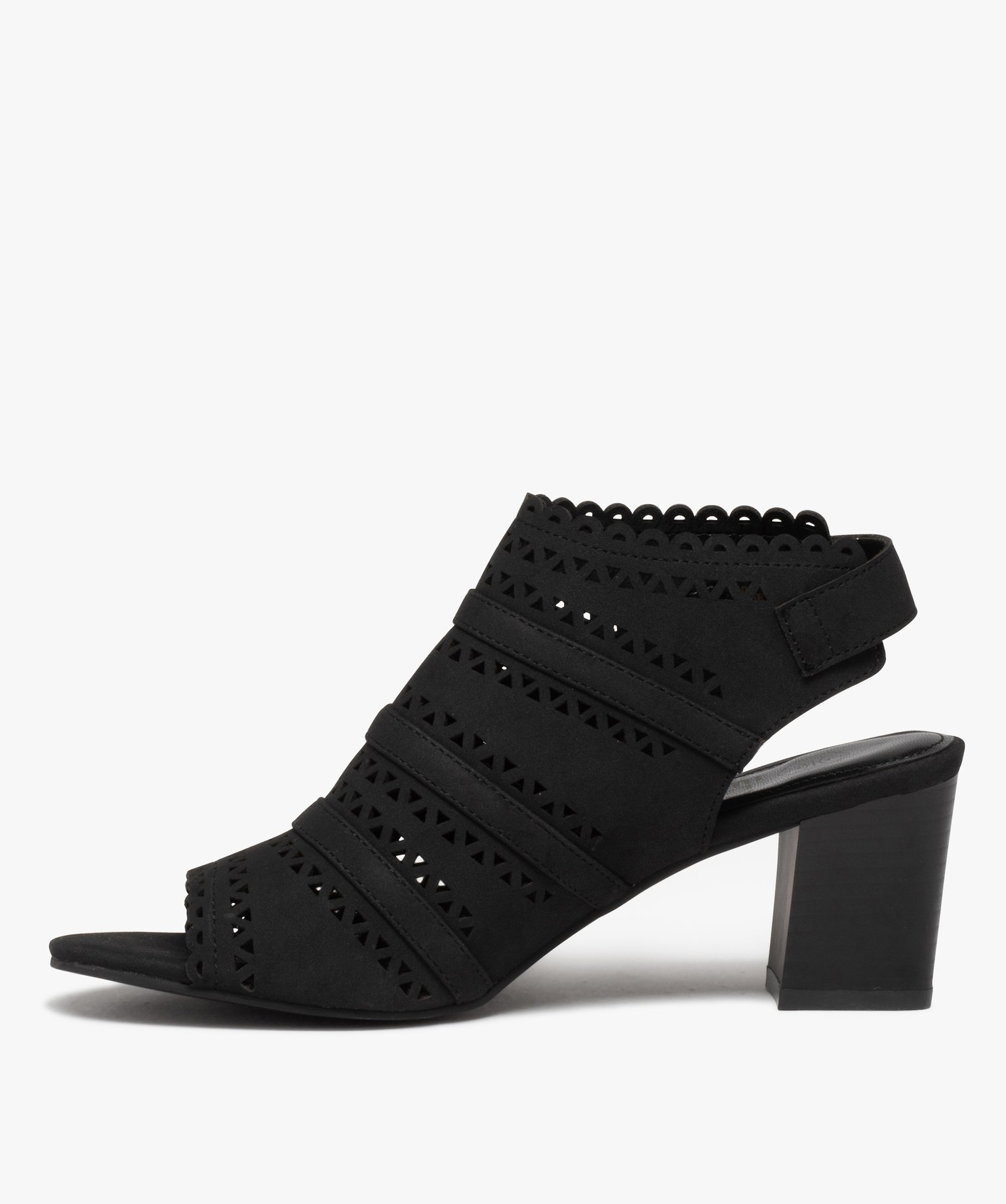 Sandales femme à talon dessus couvrant ajouré noir | GEMO
