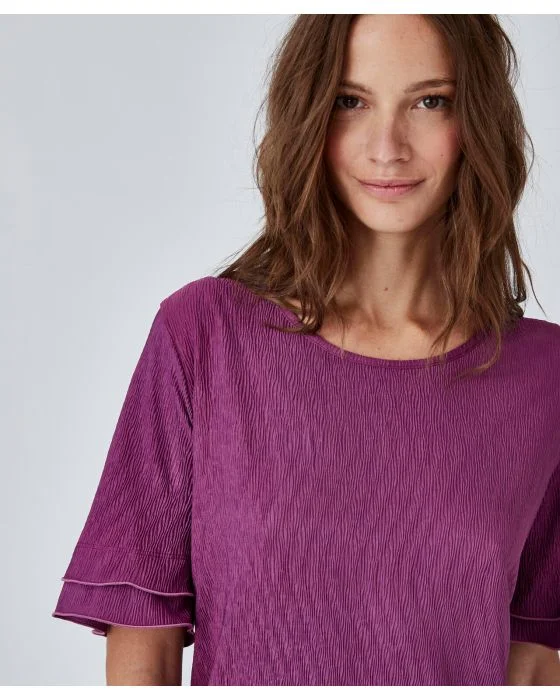 Tee-shirt maille plissée esprit volants