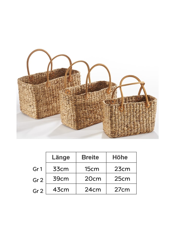 kobolo 3tlg. Set Einkaufstasche HYASETLEATH in Braun günstig kaufen onesize