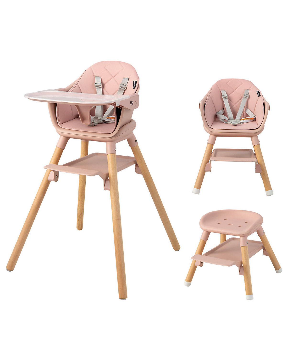 6 in 1 Hochstuhl mit Sitzkissen mit Tablett abnehmbar