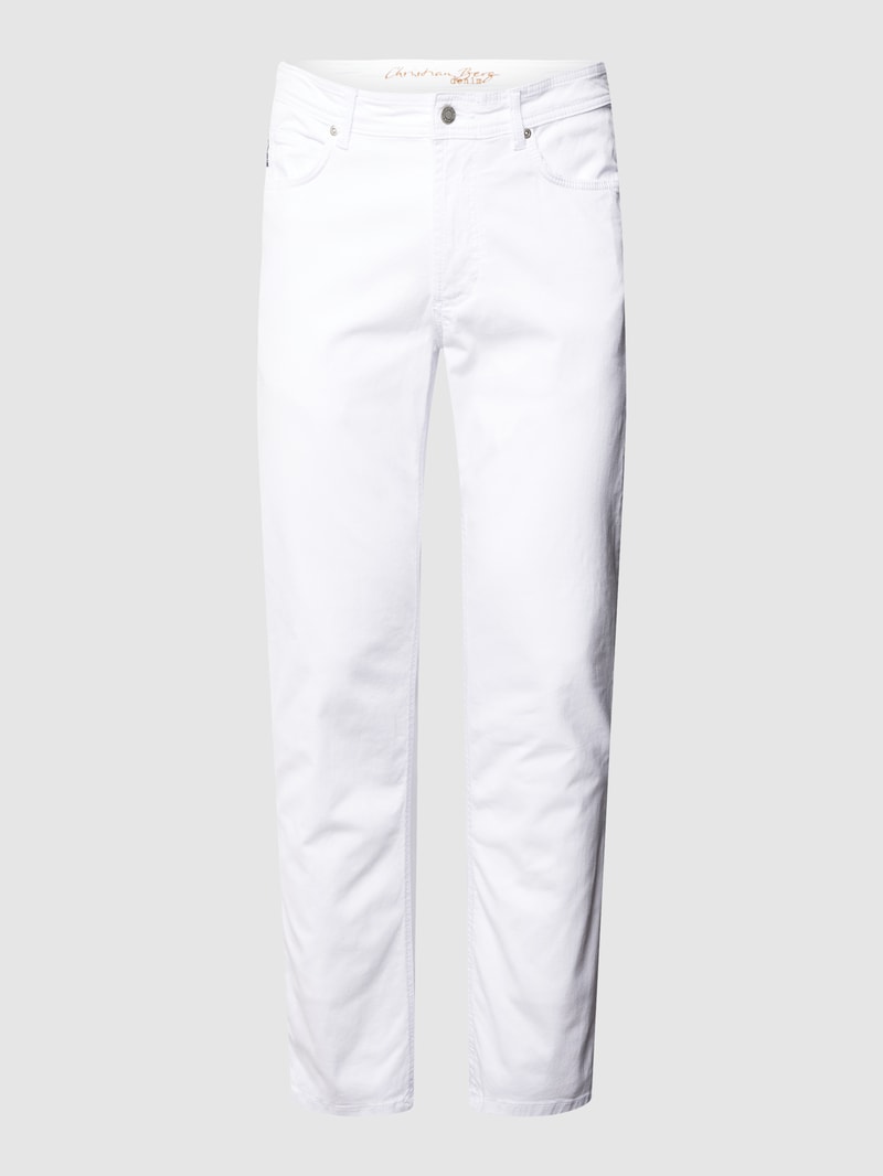 Slim Fit Jeans mit Label-Detail in weiß
