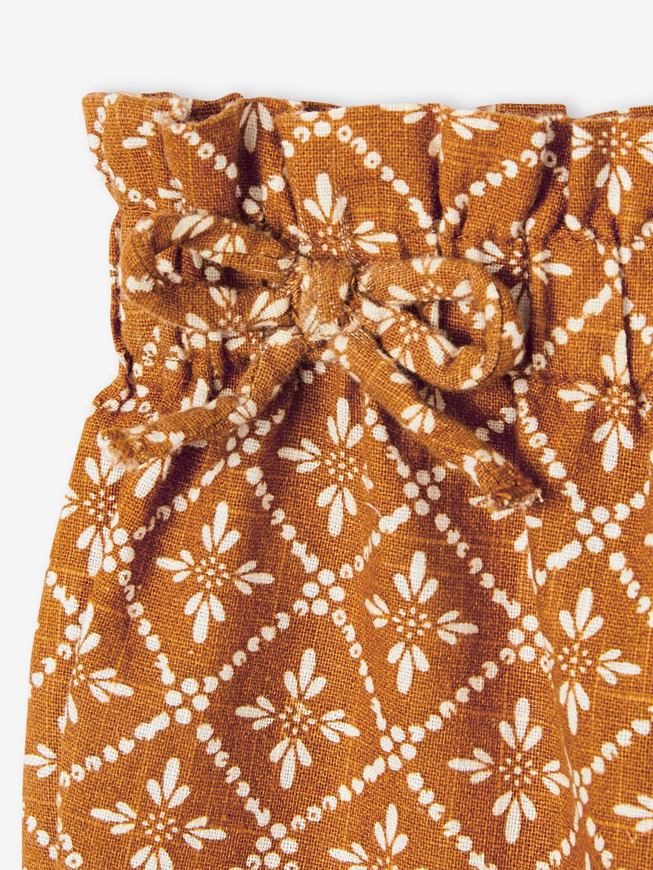 Pantalon large bébé imprimé caramel