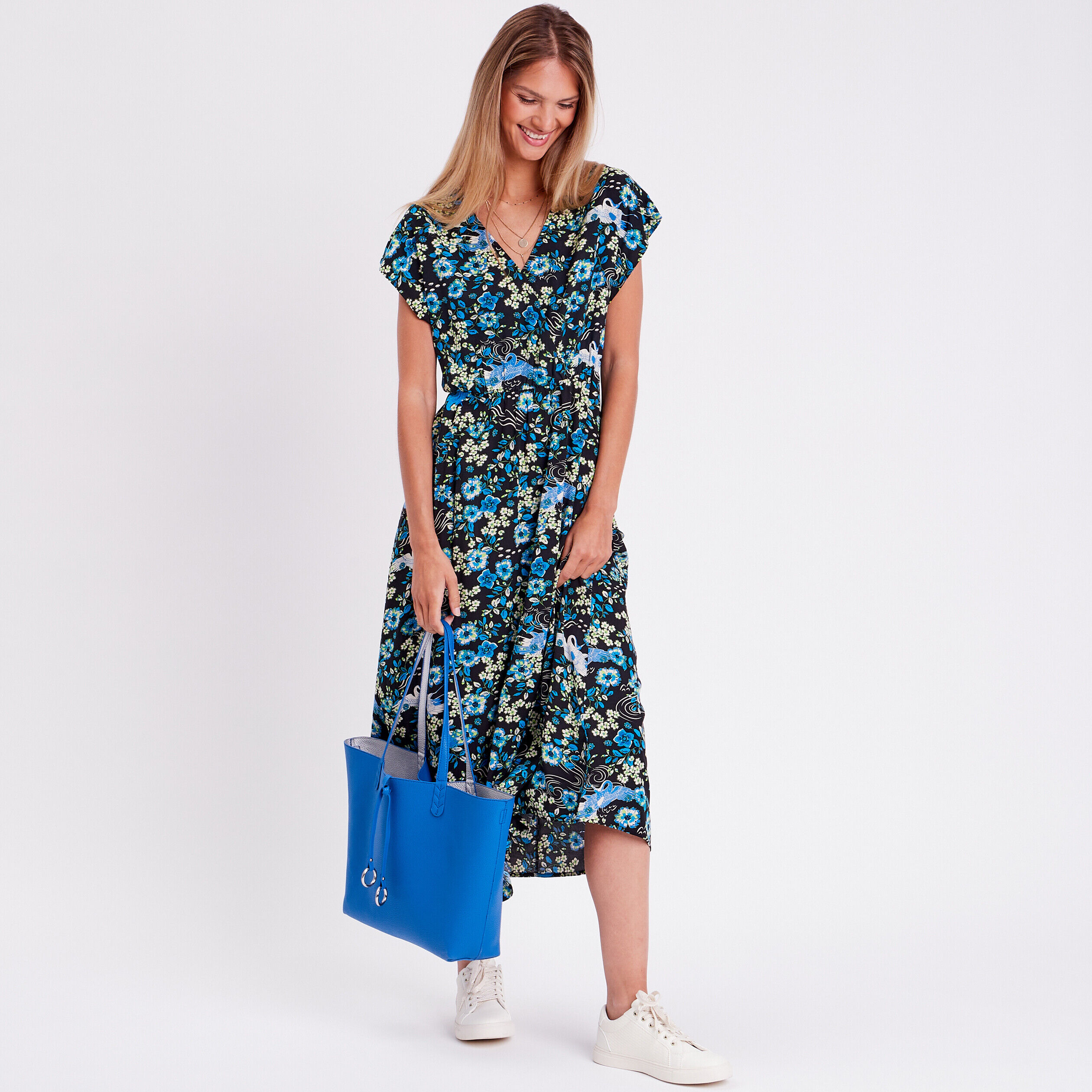 Robe longue évasée noir femme | Cache Cache