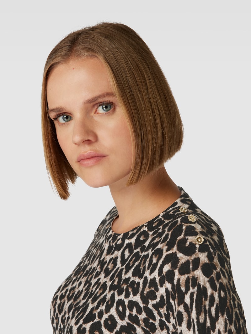 Strickpullover mit Animal-Muster in schwarz