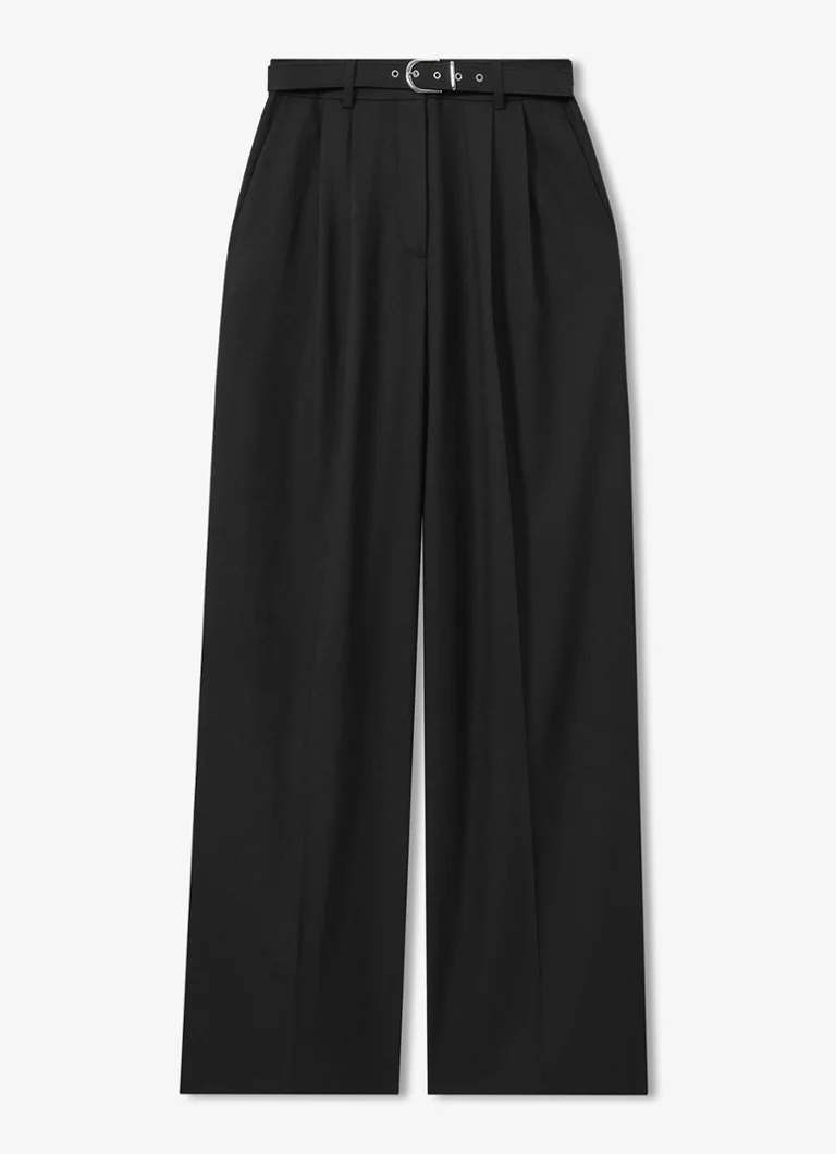 Pantaloni Reiss Freja cu talie înaltă și croi larg, cu curea