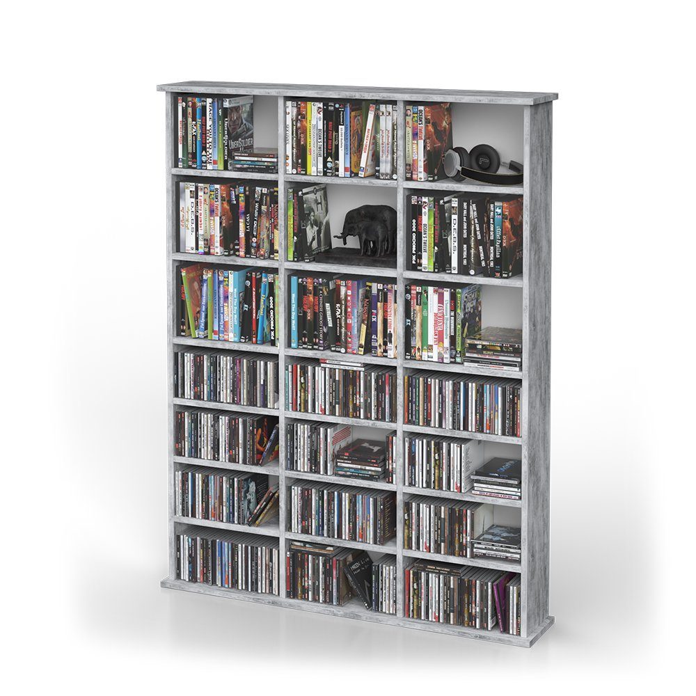 Vicco CD-Regal Medienregal CD DVD Bluray Regal Standregal JUKEBOX Beton