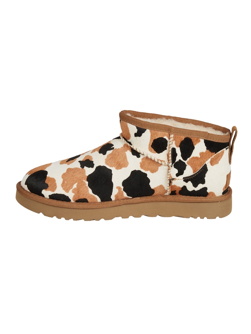 Lederboots mit Lammfellfutter Modell 'Classic Ultra Mini' in cognac