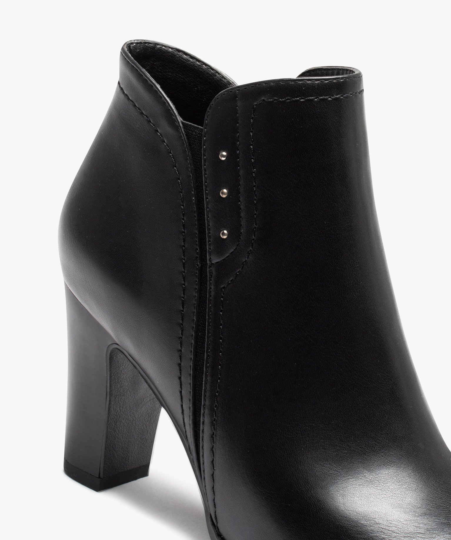 Boots femme unies à talon haut avec détails perles noir | GEMO