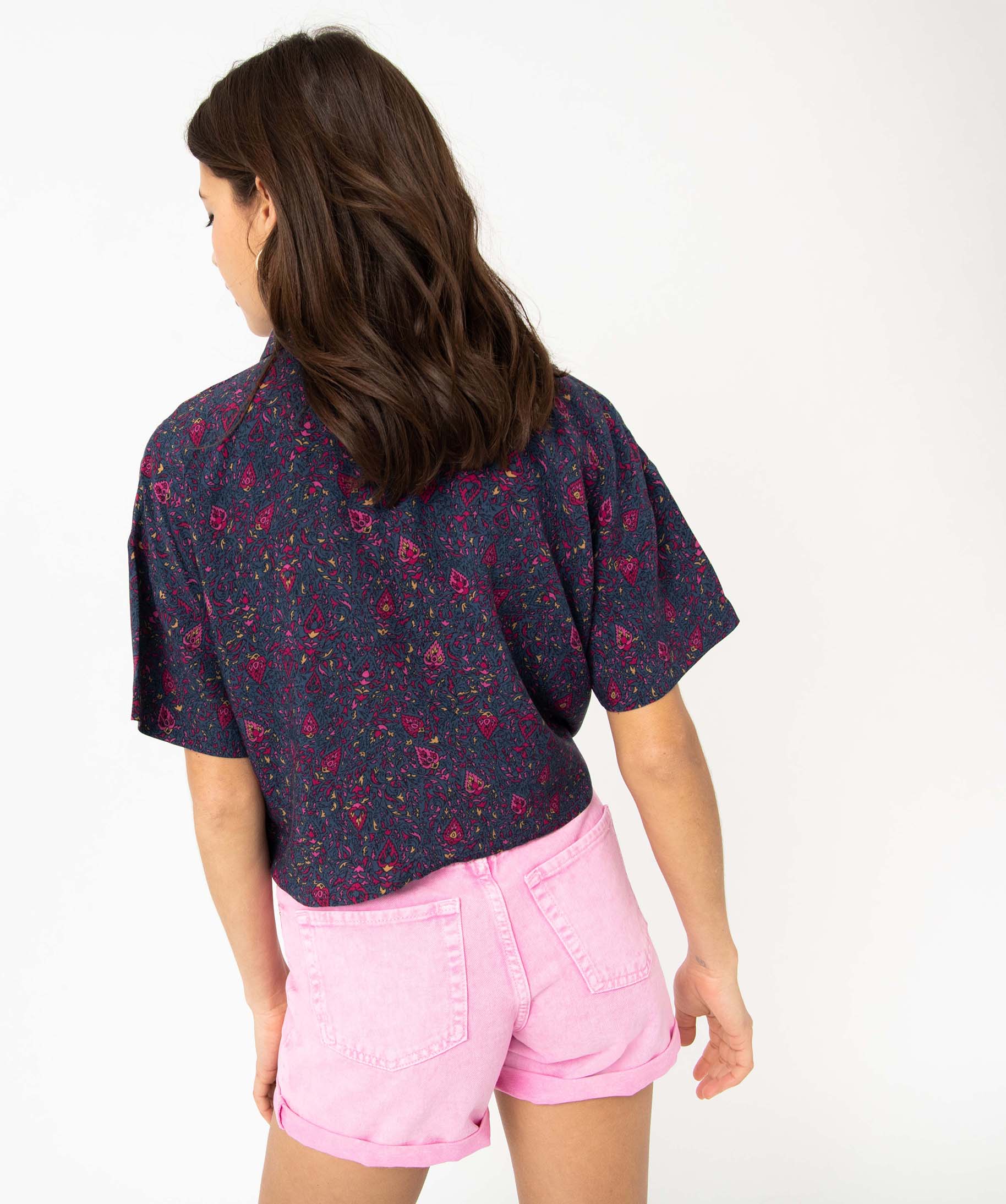 Chemise courte imprimée nouée dans le bas femme imprime | GEMO