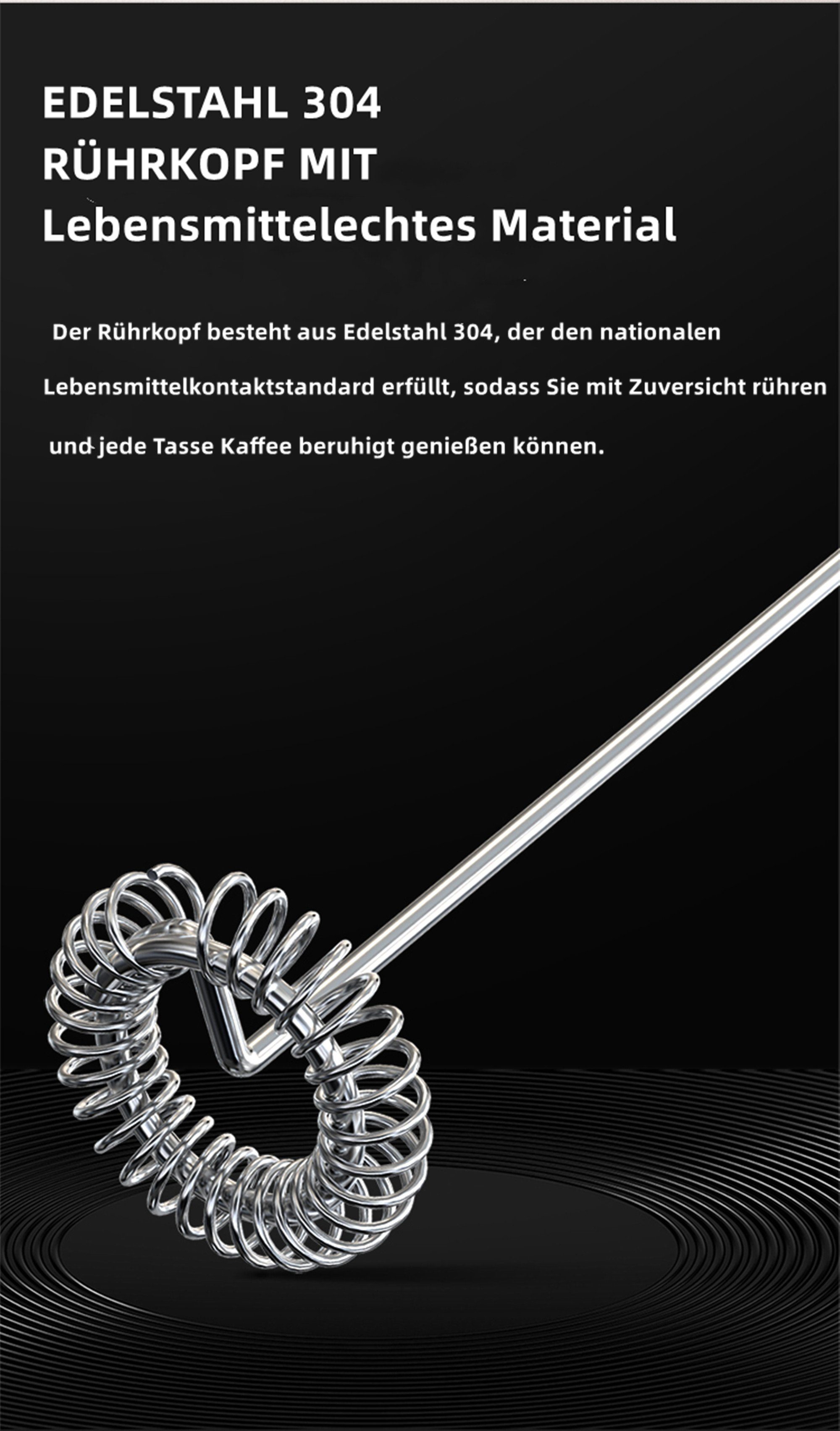 Tisoutec Milchaufschäumer Milchaufschäumer mit Spezialspirale elektrischer Handmilchaufschäumer, Batteriebetriebener elektrischer Milchaufschäumer mit Edelstahlständer