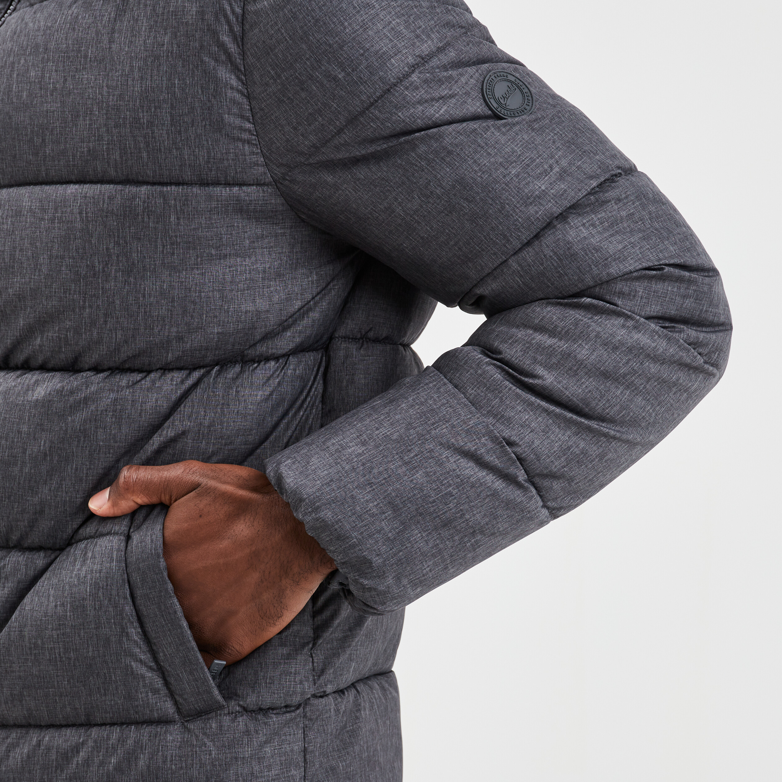 Doudoune zippée à capuche gris foncé homme | La Halle