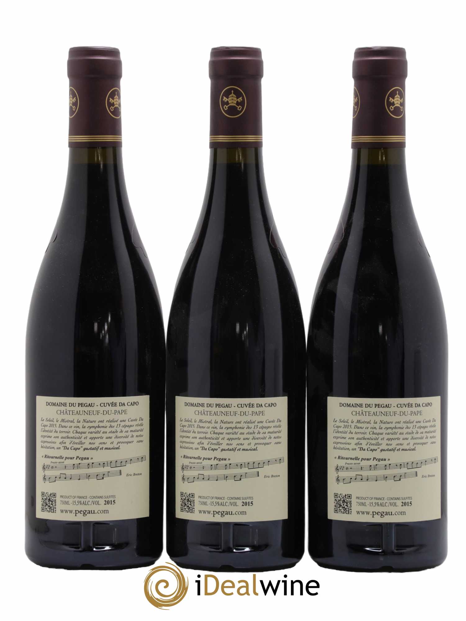 Châteauneuf-du-Pape Domaine du Pegaü Cuvée Da Capo Paul et Laurence Féraud  2015 - Lot de 3 Bouteilles