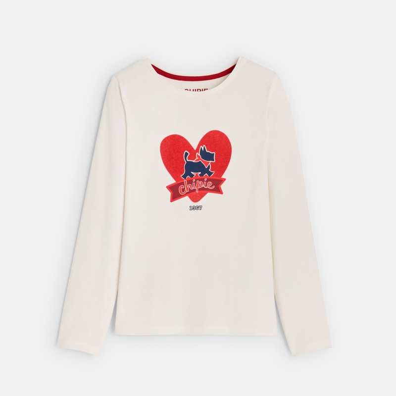 T-shirt Scottish cœur blanc fille Chipie