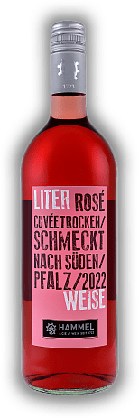 Hammel & Cie, Rosé Cuvée trocken LITERWEISE, Qualitätswein, trocken, 2022, Pfalz  Hammel & Cie, Rosé Cuvée trocken LITERWEISE, Qualitätswein, trocken, 2022, Pfalz  Frische, spritzig elegante, trockene Rosé Cuvée. Jahrgang 2022 - 1	 Liter - Vol 12,0%
