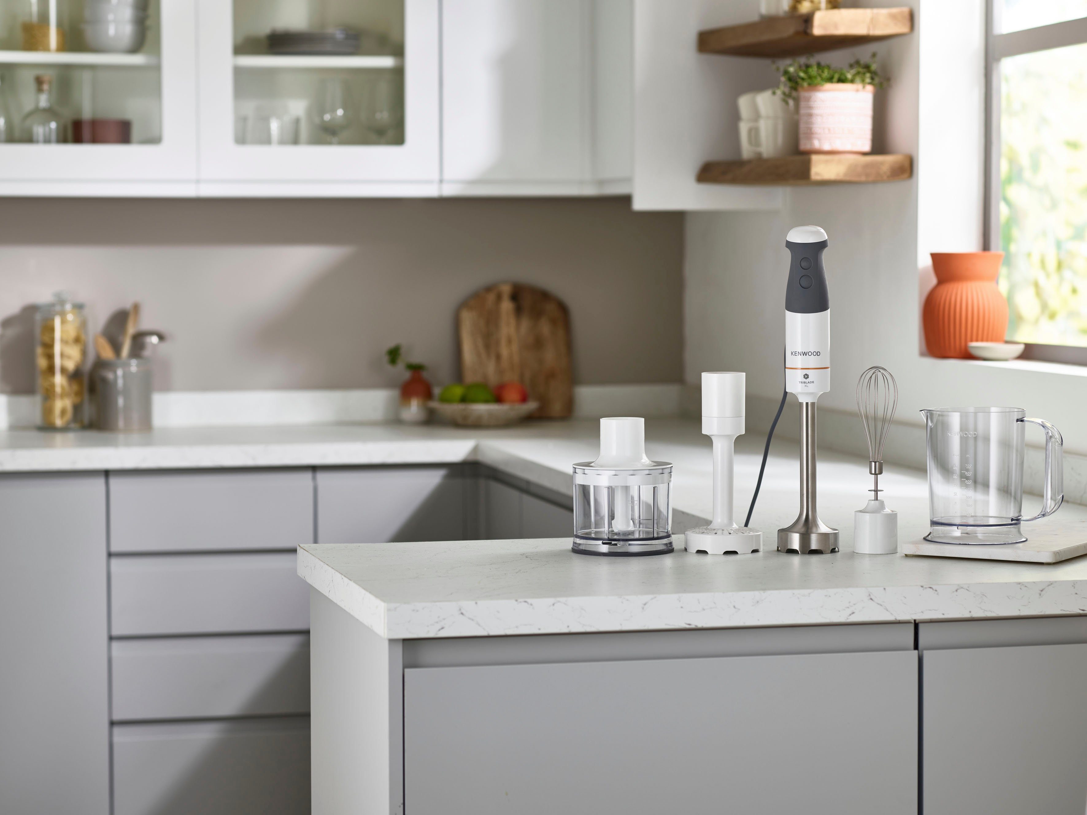 KENWOOD Stabmixer HBM40.306WH, 850 W, Triblade XL, 850 Watt, inkl. 4-teiliges Zubehör Set