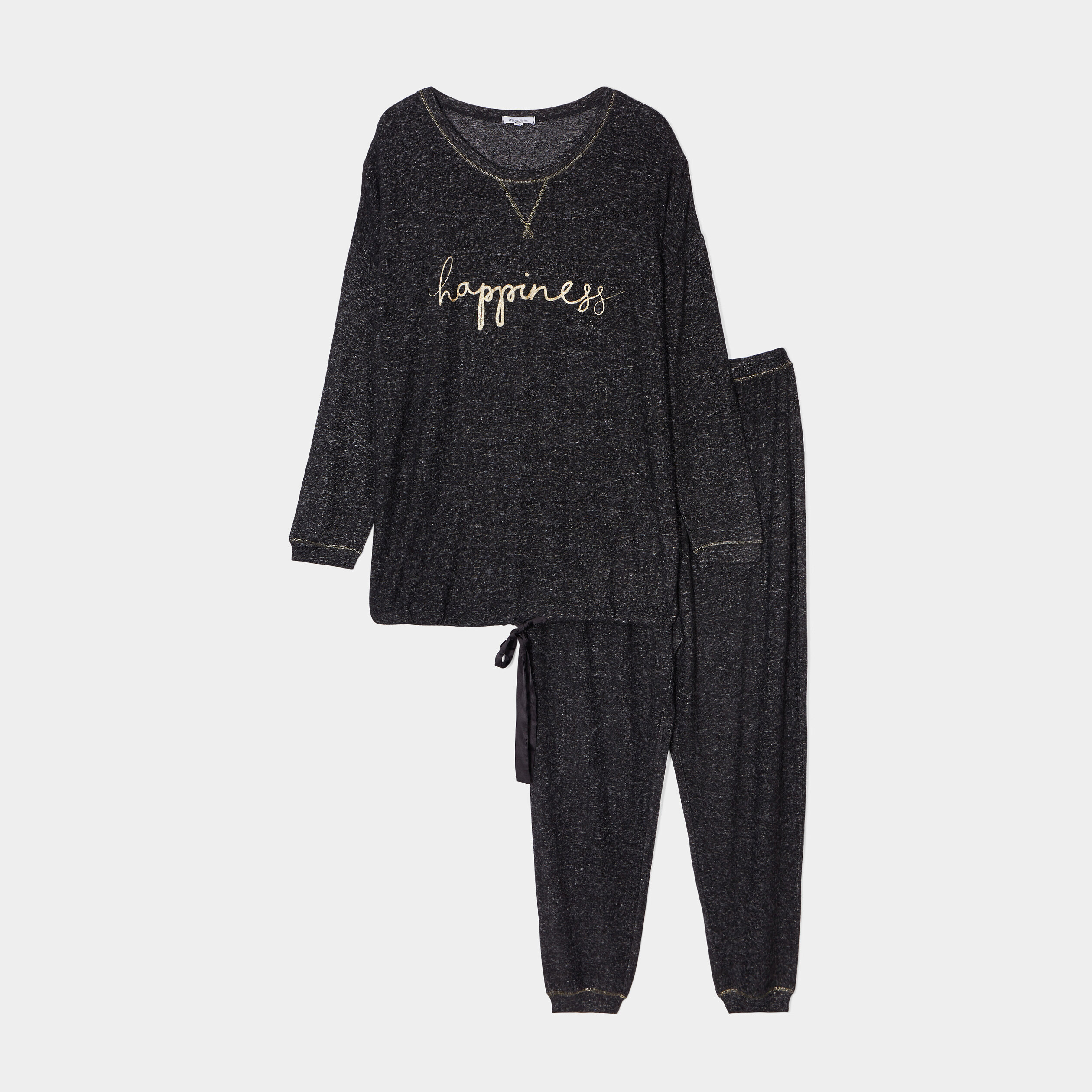 Ensemble pyjama pantalon 2 pièces noir femme grande taille | La Halle
