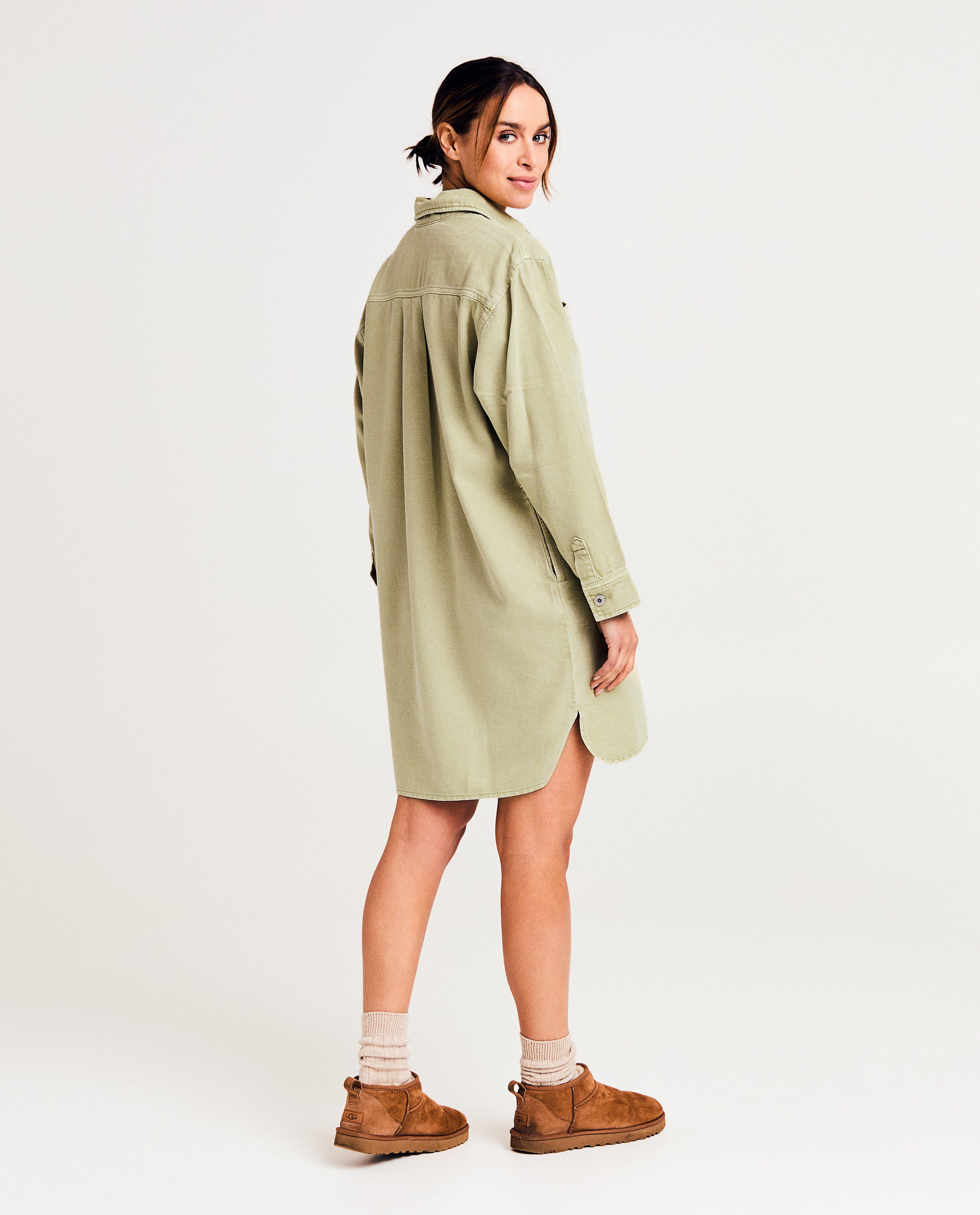 Sora Grön khaki denimklänning