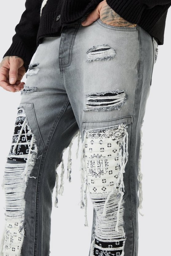 Tall Slim-Fit Schlagjeans mit Rissen