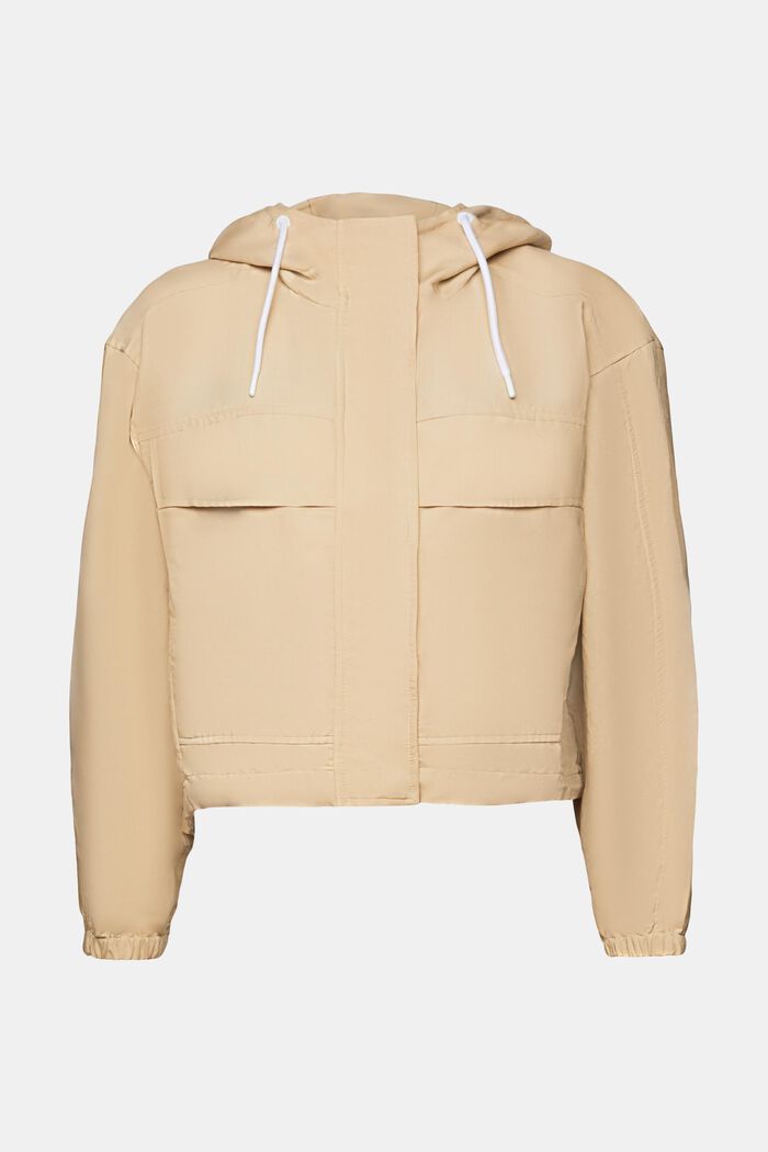 Übergangsjacke mit Kapuze, Leinenmix