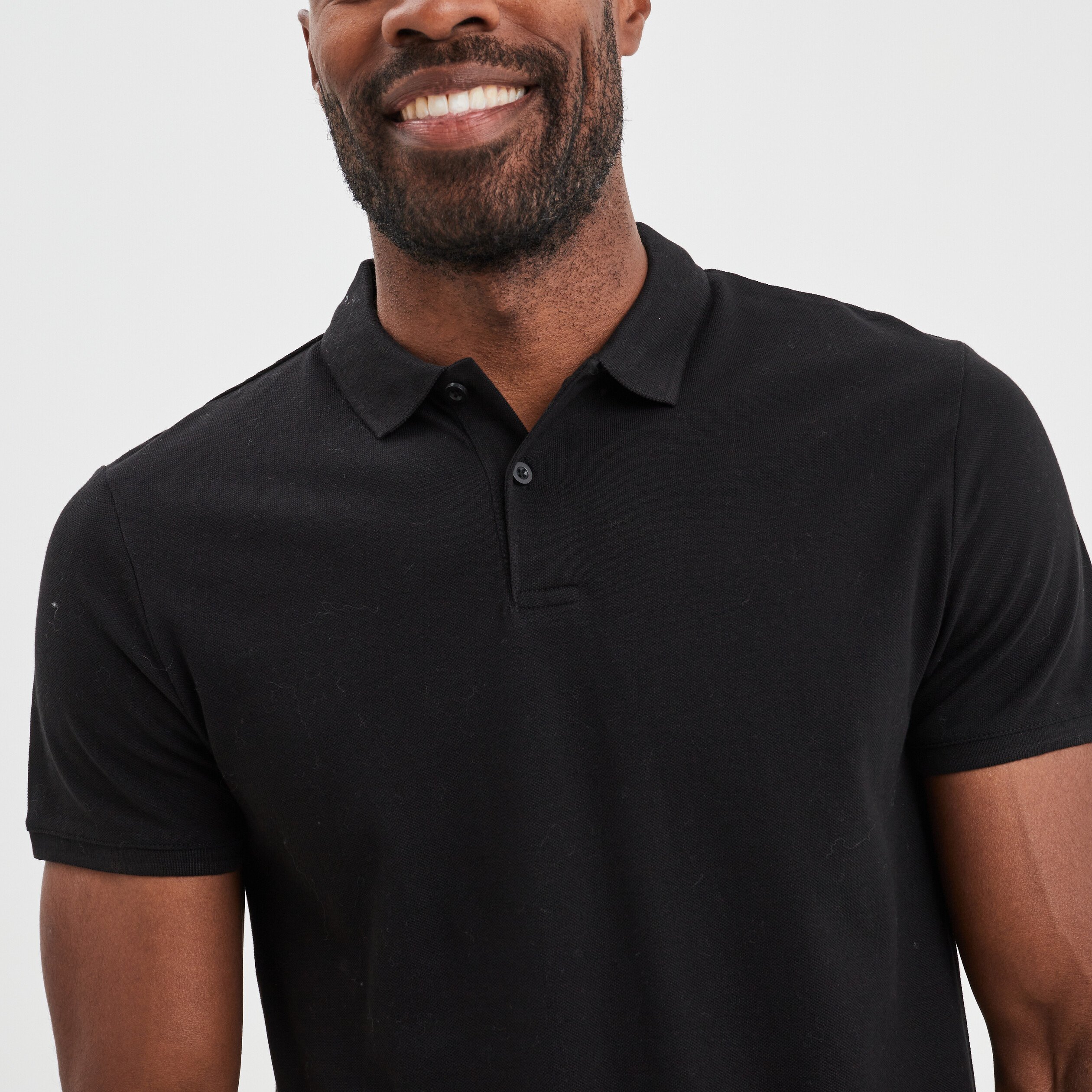 Polo en coton manches courtes noir homme | La Halle