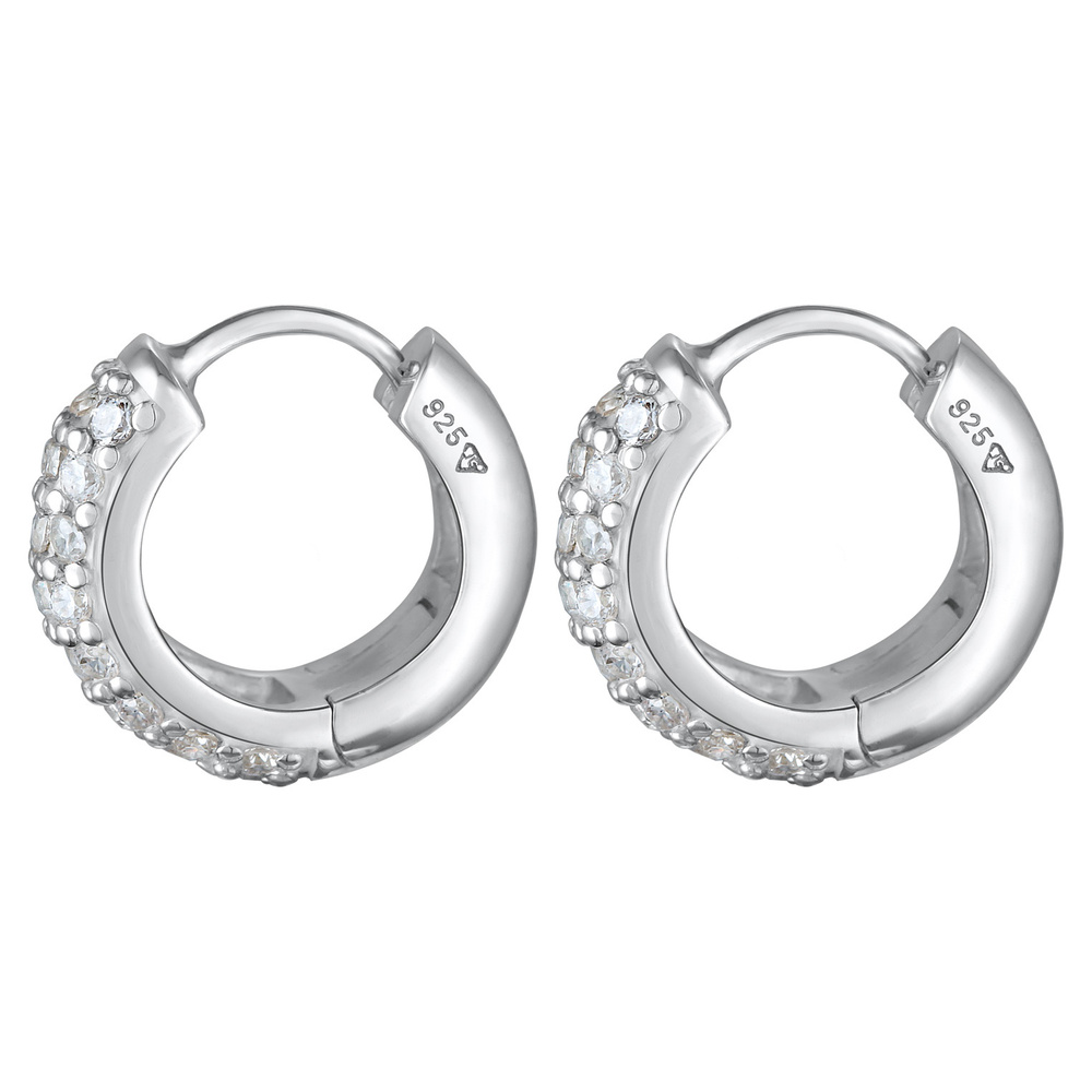KUZZOI KUZZOI Boucles d'Oreilles Hommes Créoles étincelantes avec zirconium en argent st Boucles d'oreilles