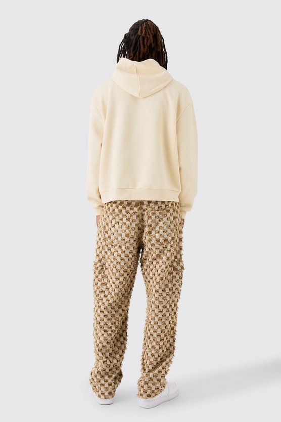 Kastiger Oversize Hoodie mit Borg-Applikation