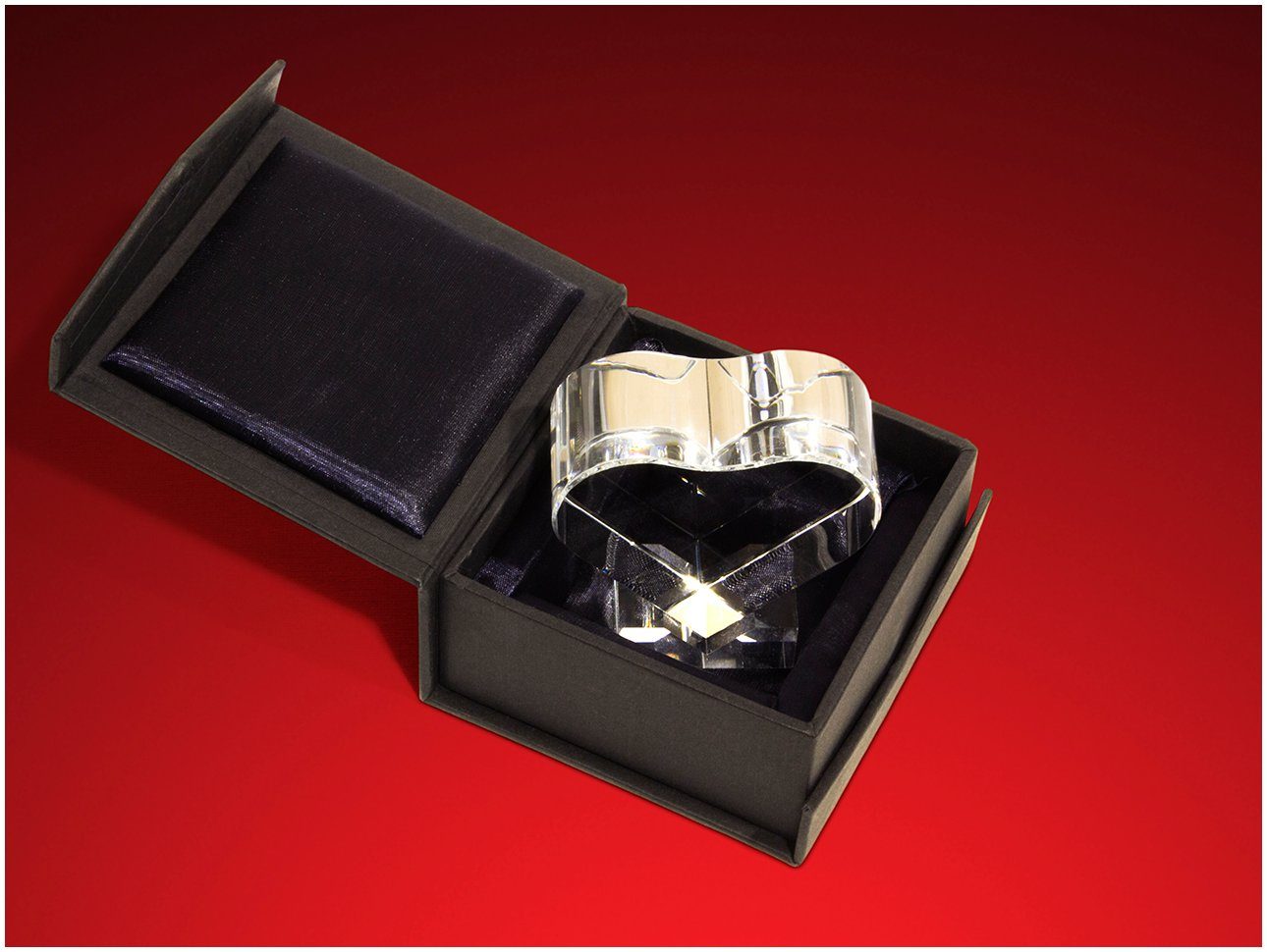 GLASFOTO.COM Dekofigur Herz mit Halterung zum Hinstellen 'DU+ICH=WIR' mit Schwänen, ein einzigartiges Geschenk aus Liebe