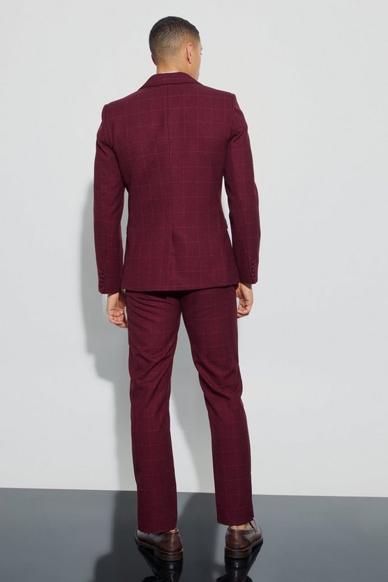 Zweireihiger karierter Slim-Fit Blazer