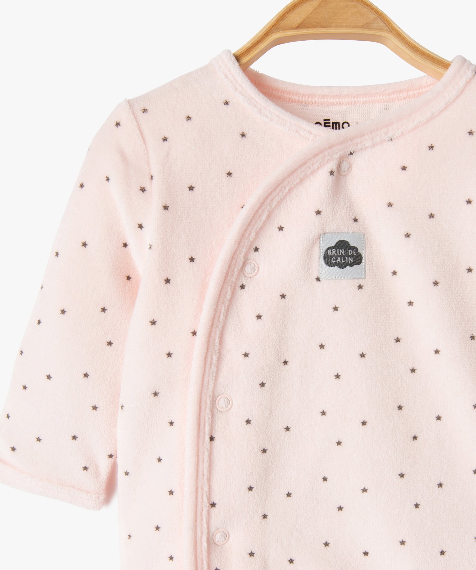 Pyjama 2 pièces en velours à motif étoiles bébé rose | GEMO