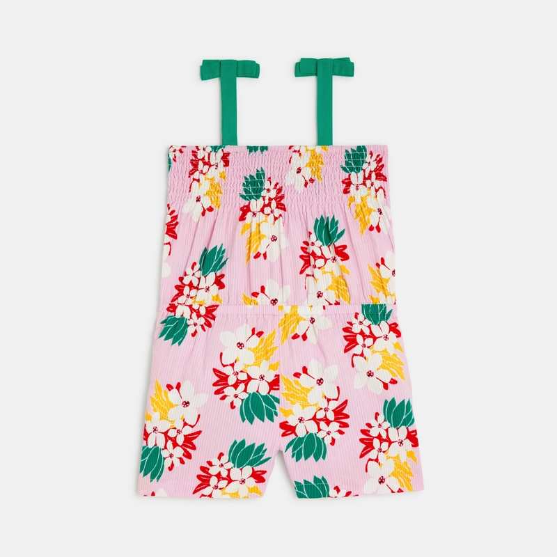 Combishort fille à motifs fleurs exotiques rose Catimini