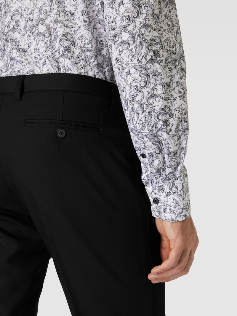 Stoffhose mit Bundfalten in schwarz