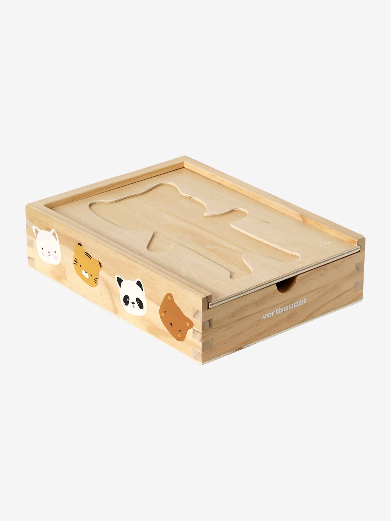 Vertbaudet Kleinkinder Steckspiel mit Anzieh-Tieren, Holz FSC - natur