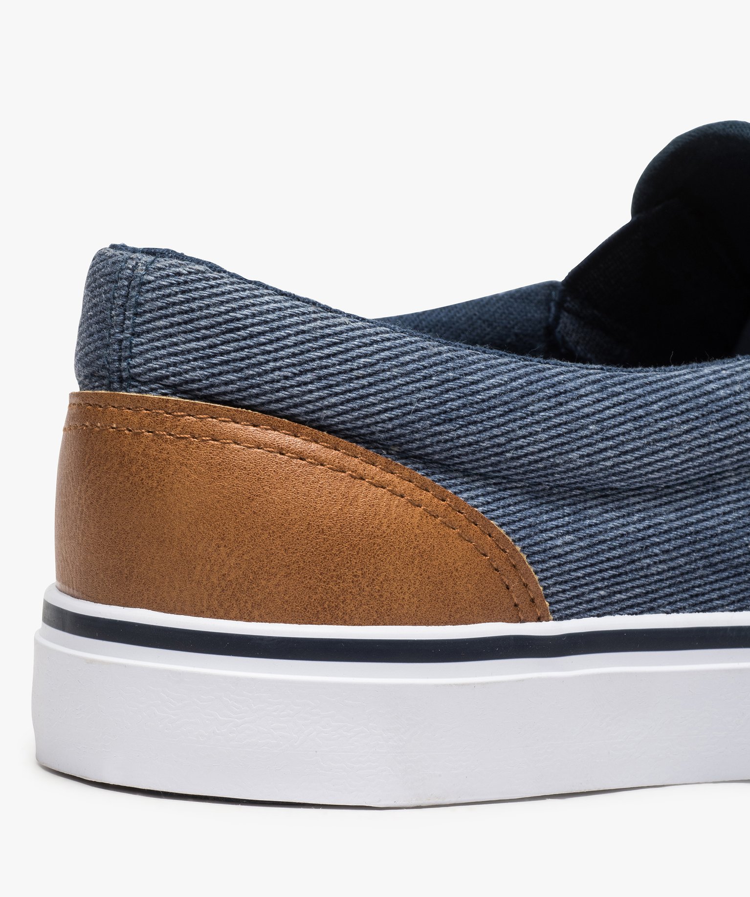 Tennis homme en toile faon slip-on bicolores denim | GEMO