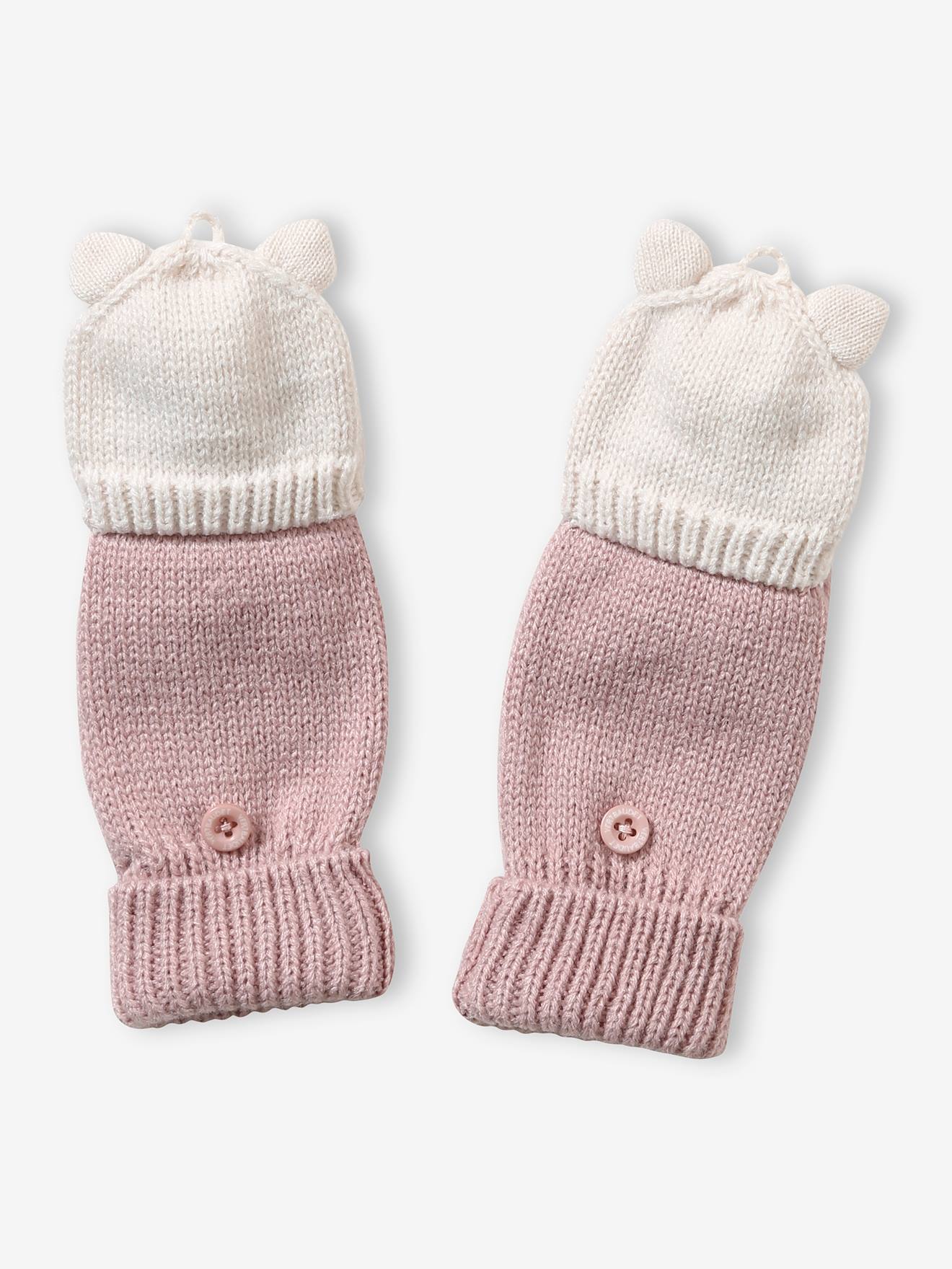 Vertbaudet Mädchen 2-in-1-Handschuhe, Einhorn - rosa