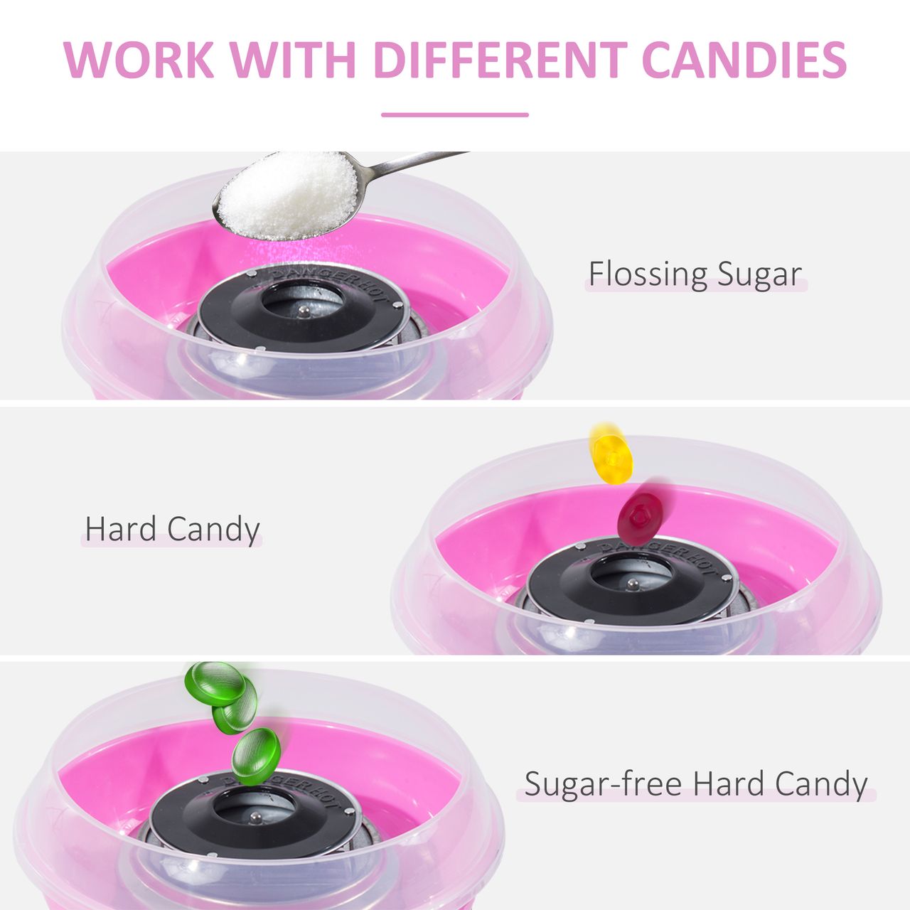 HOMCOM Zuckerwattemaschine Zuckerwattegerät Zuckerwatte Maschine (Modell 1/Rosa)