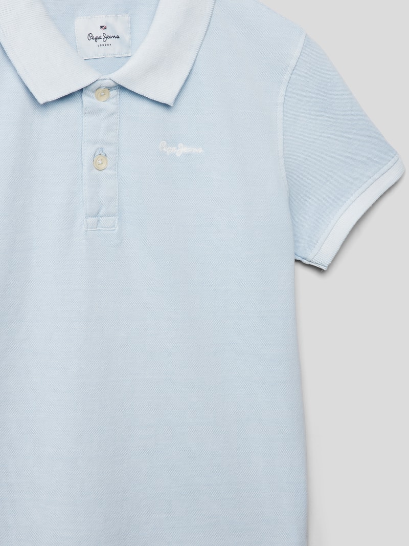 Poloshirt mit Logo-Stitching in bleu