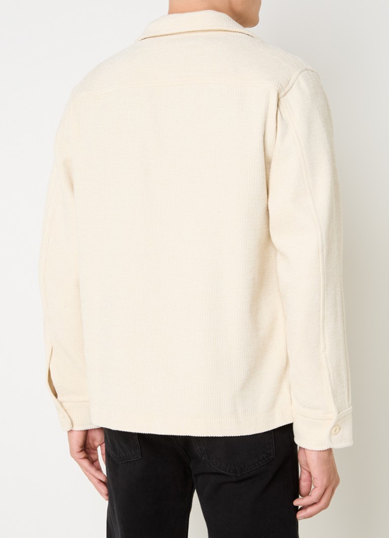 Sandro overshirt in wool blend with ribbed structure and patch pockets