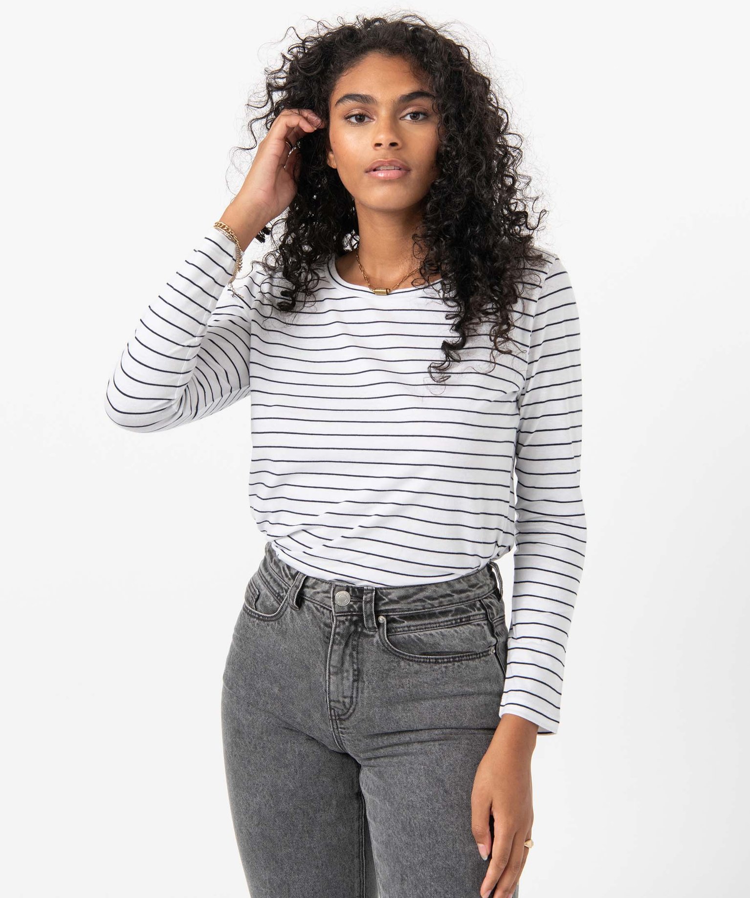 Tee-shirt femme rayé à manches longues raye | GEMO
