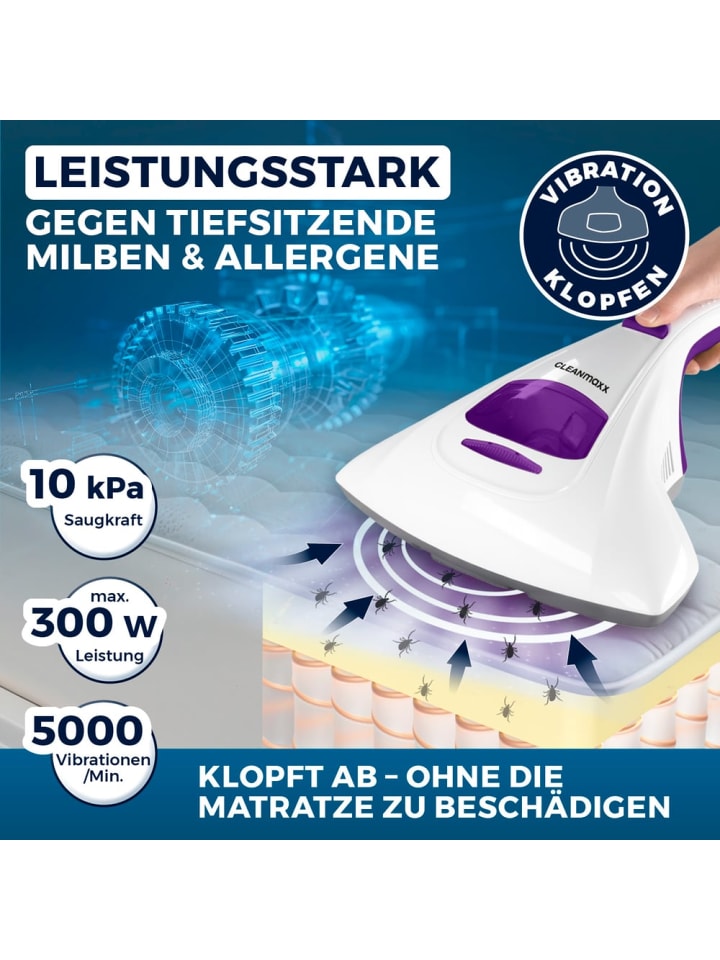 CLEANmaxx CLEANmaxx Milbensauger Vibration - entfernt 99,9 % Milben - 2 Ersatz-EPA-Filter günstig kaufen onesize