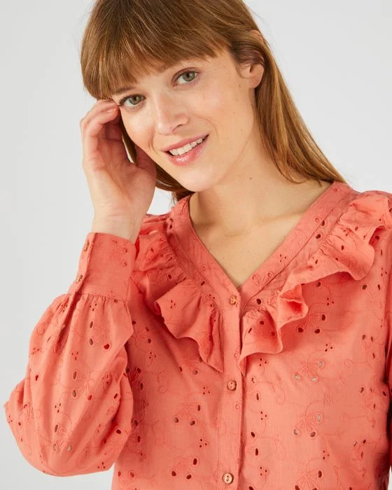 Chemisier à volants broderie anglaise