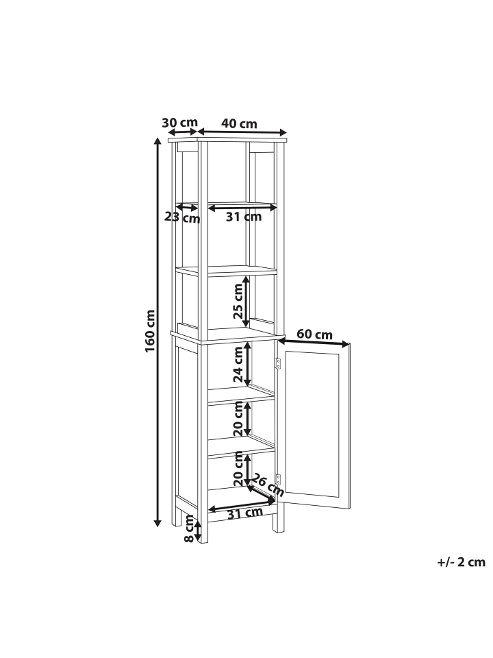 Beliani Badezimmerschrank ALAMOS in Weiß/Heller Holzfarbton günstig kaufen onesize