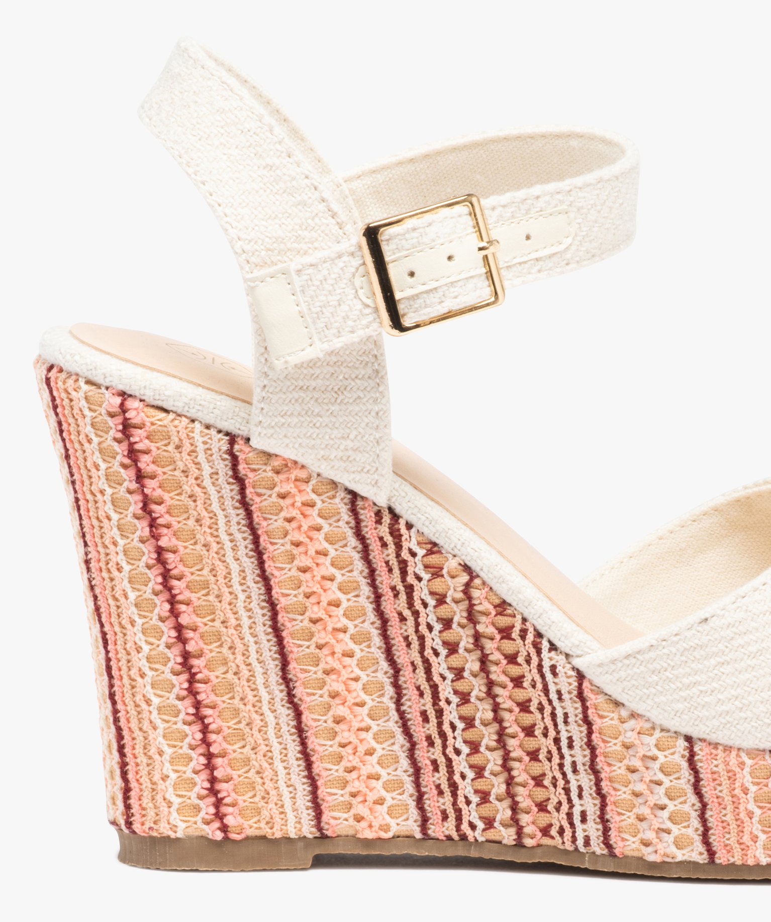 Sandales femme compensées dessus et semelle en toile beige | GEMO