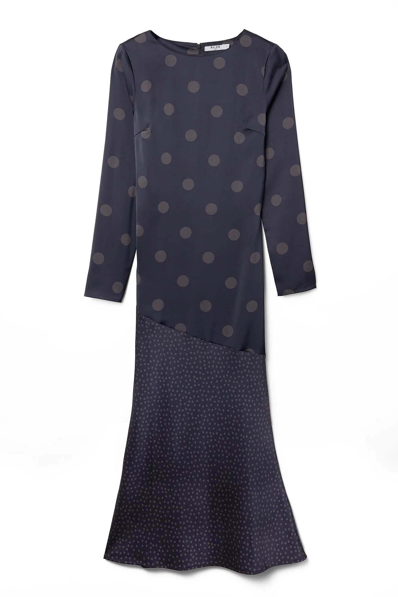 Gepunktetes Midikleid aus Satin