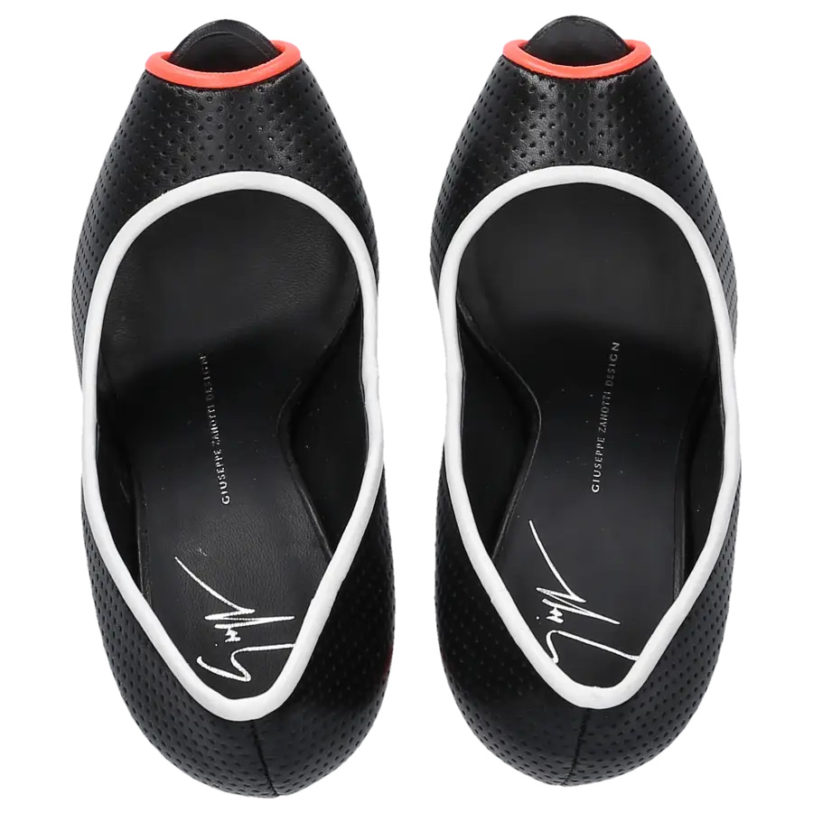 Giuseppe Zanotti - Peeptoes SHARON Kalbsleder perforiert schwarz - schwarz
