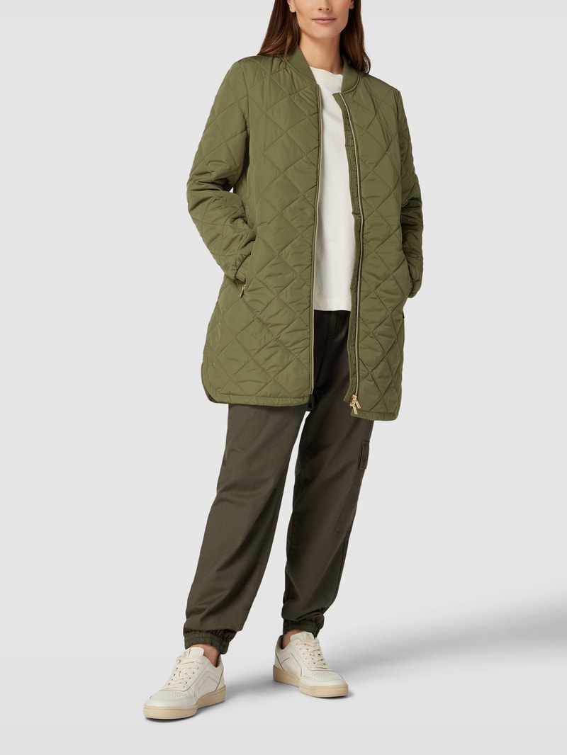 Steppjacke mit Stehkragen in khaki