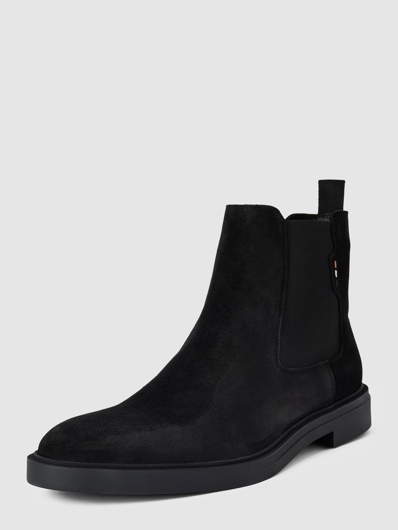 Chelsea Boots mit Label-Details Modell 'Calev' in schwarz